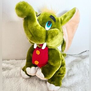 Vintage 1995 Green Circus Elephant Stuffed Animal Plush Toy Collectible